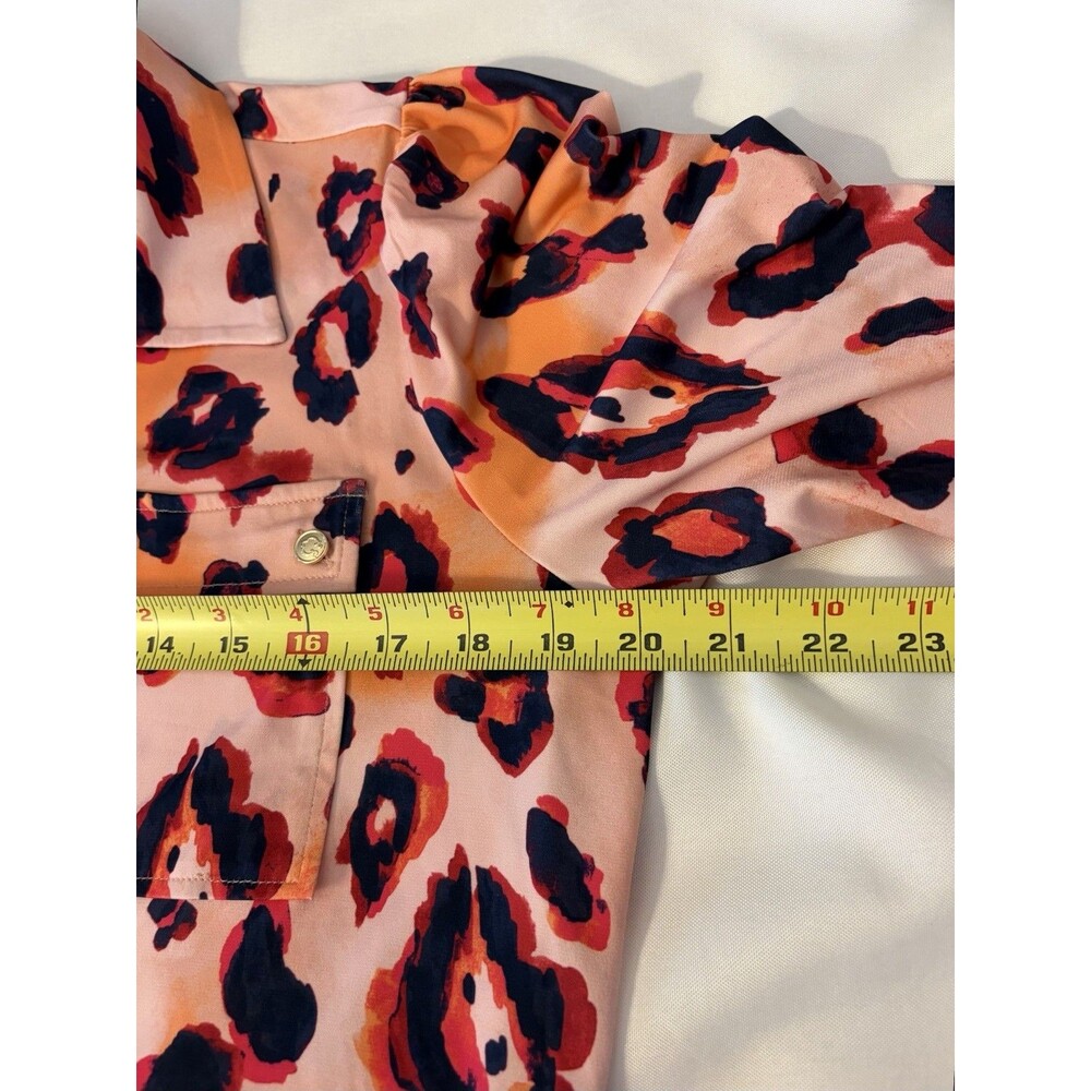 C WONDER by Christian Siriano Leopard Print Maxi Shirt Dress Melon Cloud Medium - Picture 12 of 14